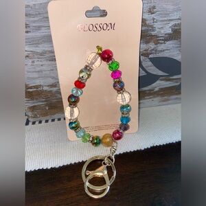 Multicolor Beaded Wrist Bracelet Keychain